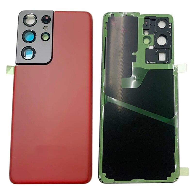 

Крышка батарейного отсека задняя дверь Корпус сзади для Samsung S21 Ultra 5G G998 Крышка батарейного отсека с логотипом объектива камеры Запчасти для ремонта красный