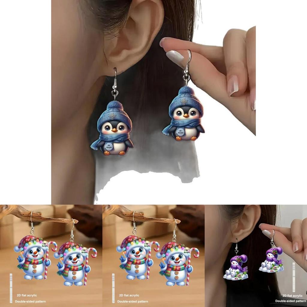 Festive Acrylic Earrings With Cartoon Figures For Christmas Party Fashion And Casual Use