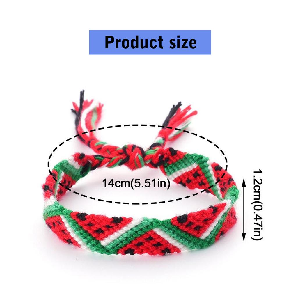 Watermelon Geometric Woven Bracelet Unisex Bracelet Adjustable Cotton Wristband Wrist Jewelry for Casual or Formal Wear