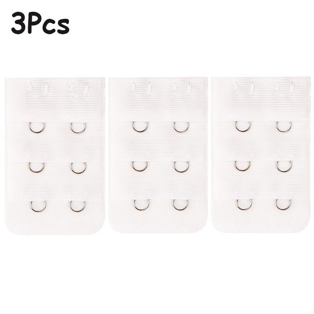 

3pcs Adjustable Elastic Bra Extension Strap Hook Clasp Expander Bra Extender 3 Rows 2 Hooks Belt Buckle Underwear Accessories One Size