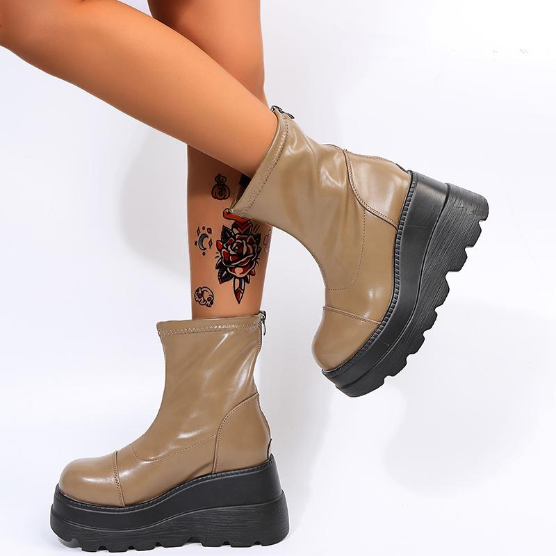 Fashion Brand New Ladies INS Hot Chunky Heels Platform Boots Women 2025 Autumn Winter Woman Shoes Fashion Female Motorcycles Boots