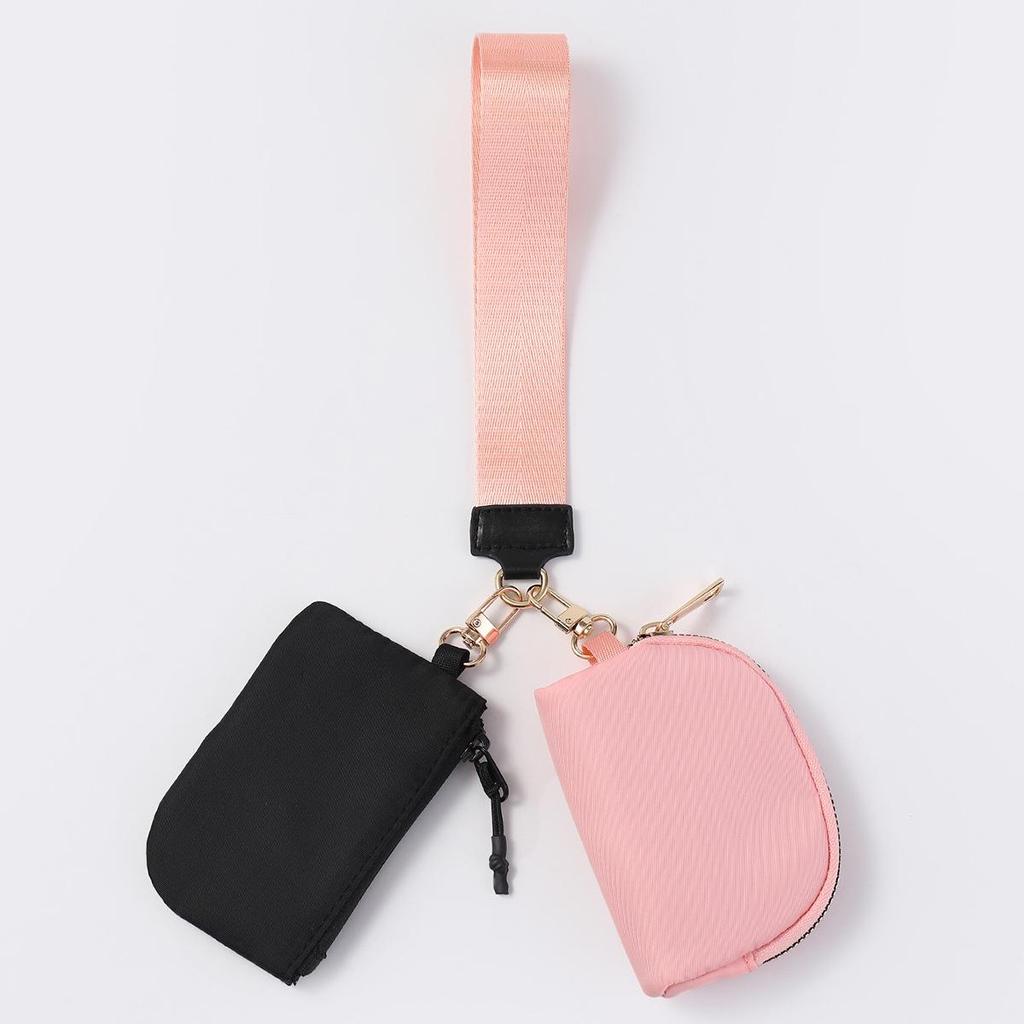 LULU Color Block Waterproof Nylon Coin Purse & Wristlet Key Bag