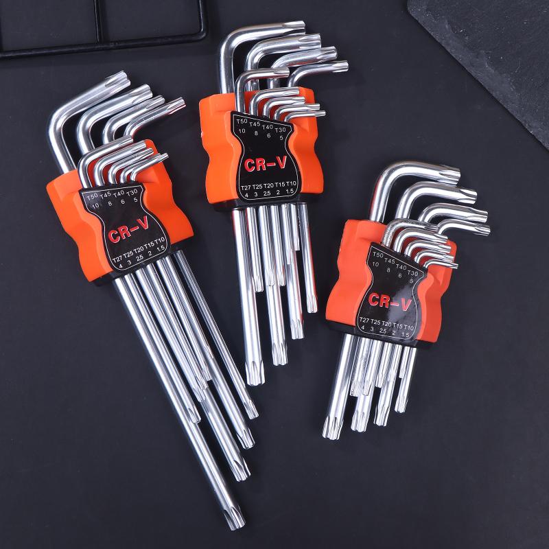 9Pcs Torx Star Wrench Set Allen Keys Hexagon Spanner Dual End L Type Star Screwdriver Hand Repair Tools For Diy Home Repair