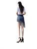 2026 High-Waisted Fringed Denim Midi Bodycon Skirt for Women - Spring/Summer Fake Two-Piece Design