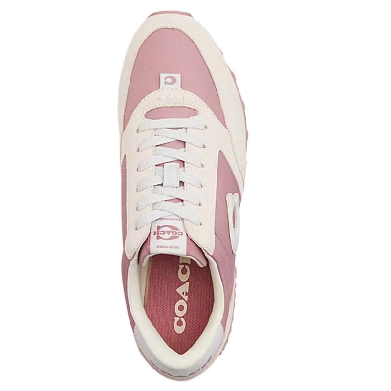 Coach Polyester Suede Round Toe Lace-Up Thick Sole Low-Top Casual Shoes Women sneaker Pink CW916-WDP