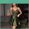 Slip Loungewear Comfortable Women Satin Nightdress Spaghetti Straps Lace V Neck Short Nightgown Nightgown Sexy Sleeveless Mini Dress Nightwear