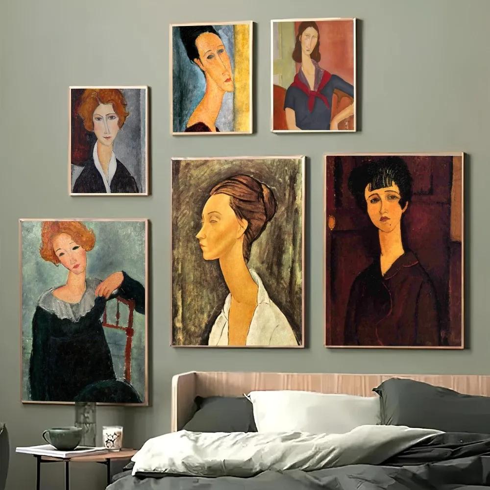 1pc Modern Amedeo Modigliani Painting  Poster Paper Print Home Bedroom Entrance Bar Cafe Art Painting Decoration