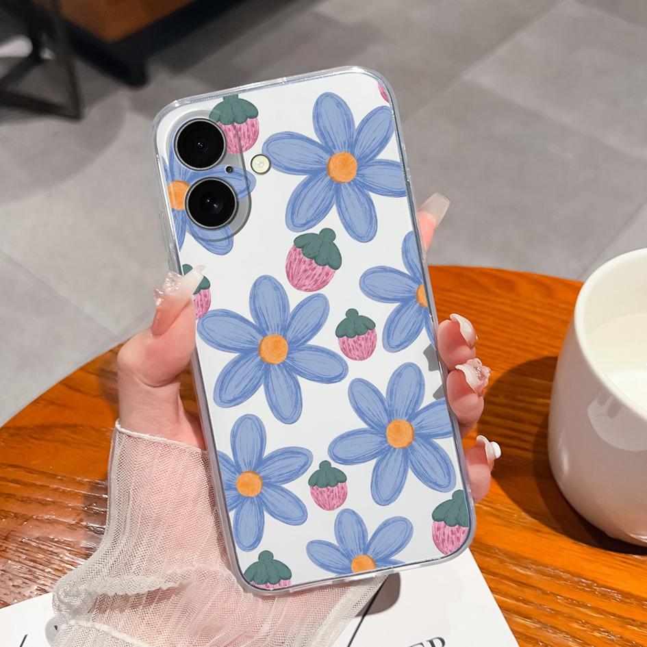 

Для iPhone 16 Pro Plus 16 Pro Max 16pro задняя крышка чехол роскошный симпатичный цветок прозрачный мягкий силиконовый TPU защитный чехол для камеры для Apple iPhone 16 iPhone 16 Plus