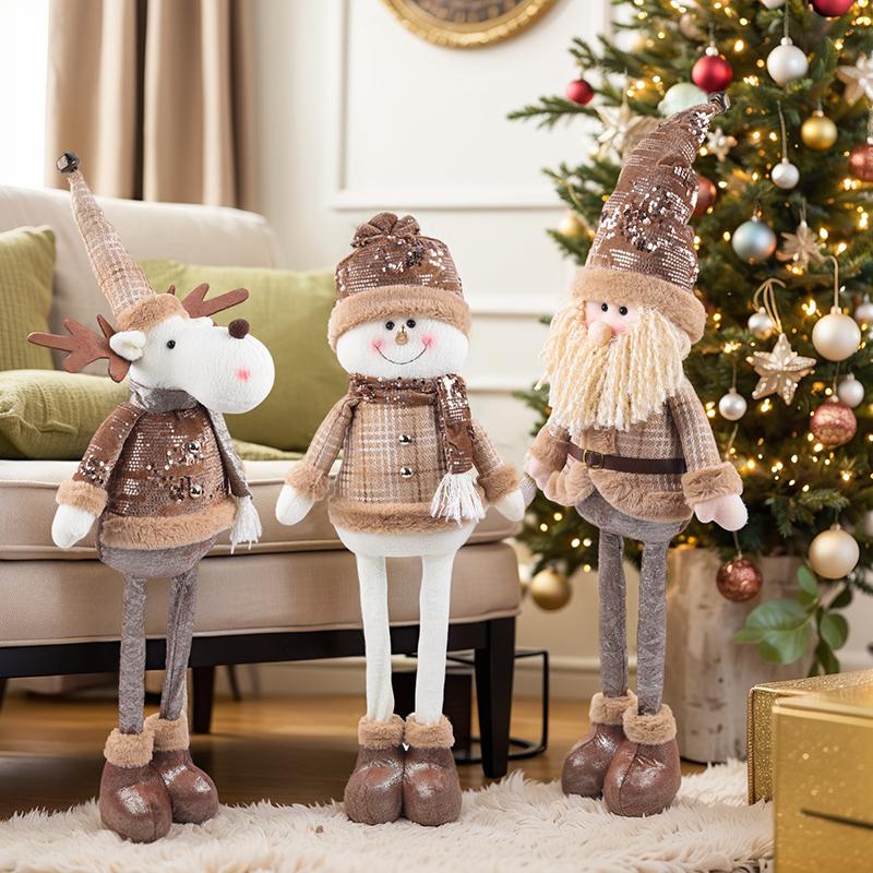 Retractable Festive Ornaments Santa Deer Snowman Polyester Sculpture Space Saving Tabletop Holiday Display