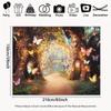 2D Glowing Forest Tapestry, Magical Tree Path with Butterflies & Lights Background Cloth