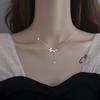 925 Silver Flower Necklace Women Simple Elegant Shiny Zircon Butterfly Tassel Clavicle Chain Wedding Jewelry Gift