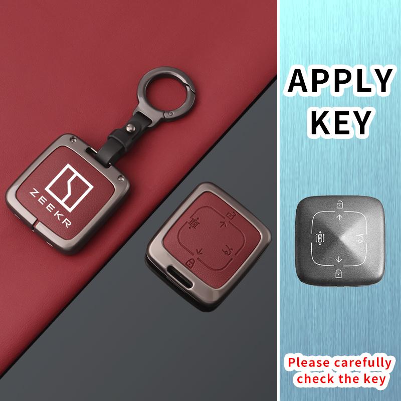 Zinc Alloy Leather Car Key Case Cover, For Zeekr 001 007 009 Zeekr X Zeekr Nfc Holder Shell Fob Protective Keychain Accessories