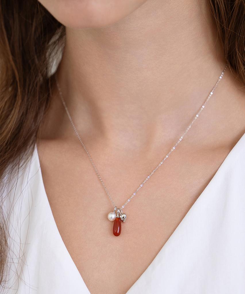 Tatiana (Silver 925) Trinity Charm Necklace Nz2531 Red