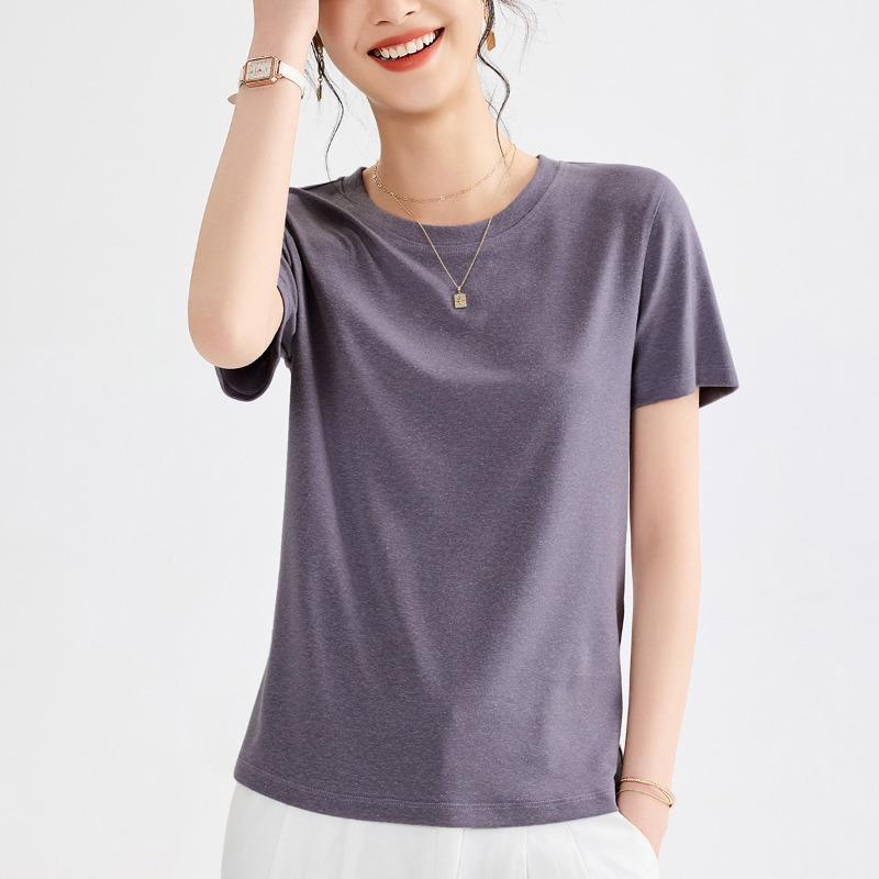 Lyocell Linen T-shirt Women's Summer Short-sleeved Thin Bottoming Shirt Loose Top Clothes