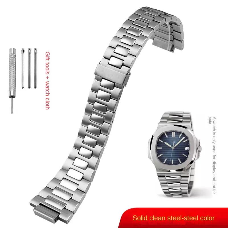 UMA Pulseira de Aço Inoxidável Para Patek Philippe PP 316L Nautilus masculina série 5711/1A010 Bracelete 25*13MM boca convexa Pulseira de relógioMN