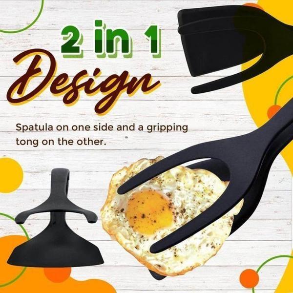 Two In One Fried Egg Flipping Shovel Egg Shovel Pancake Food Pliers Multi-function Shovel Food Toast Pliers Kitchen Shovel Fork