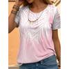 Summer Round Neck 3D Floral and Abstract Print Top Fashionable Casual Short Sleeved Women's T-shirts