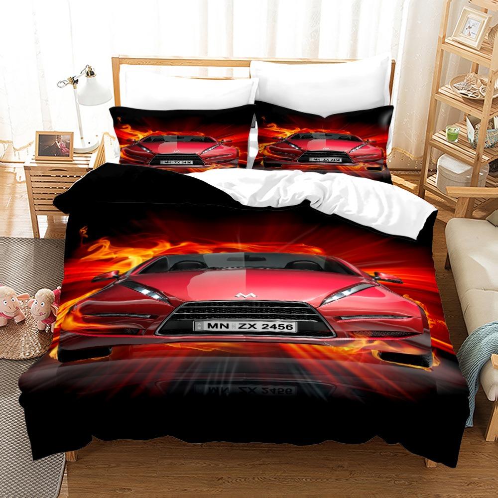 Luxury Car Duvet Cover Set Cartoo Bedding Set for Kids Boys Polyester Bedding Set King Size