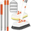 Long Handled Scrub Brush for Shower3-in-1 Cleaning Brushes with 3 Different Function Cleaning Heads Brush for Shower Cleaning Bathroom Kitchen Walls