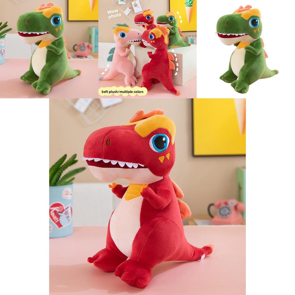 Peluche Dinosauro con Fiamme Multicolori per Gioco e Comfort dei Bambini