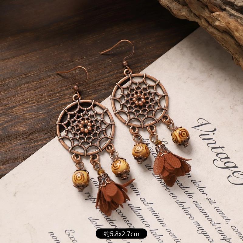 Pendientes bohemios vintage diseño nicho pendientes largos con flecos pendientes de vacaciones mujeres