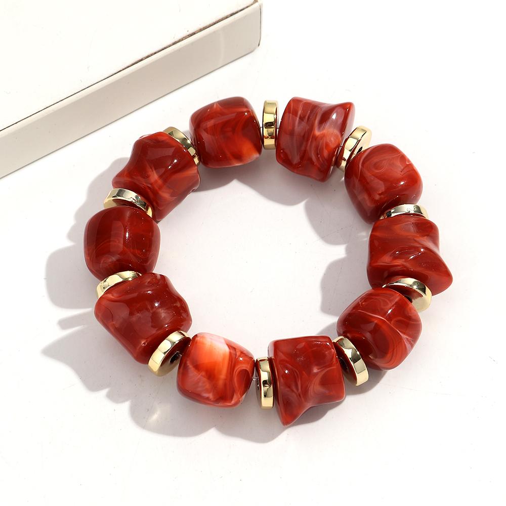 New Acrylic Irregular Geometric Handmade Elastic Bracelet for Woman Man Colorful Beaded Statement Bracelets Unique Jewelry Gift