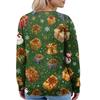 Women's Fashion Long Sleeve Christmas Snowman Snowflake Print Jacket Cardigan