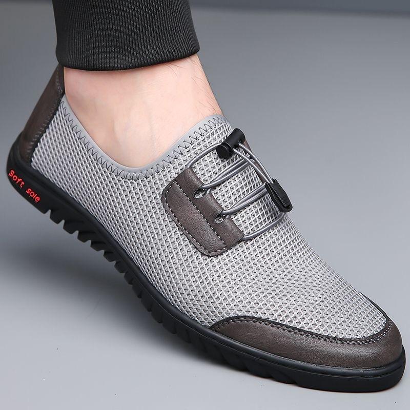 Mesh men's shoes summer hollow breathable mesh shoes one pedal men's casual soft sole light driving mesh shoes
