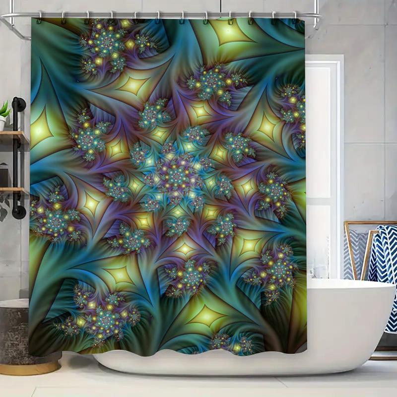

Modern Bathroom Decoration Blue Green Yellow White Fractal Shower Curtain For Tub Home Decor Waterproof 3D Printing Artistic Pri W60H190(CM)-1 Pcs