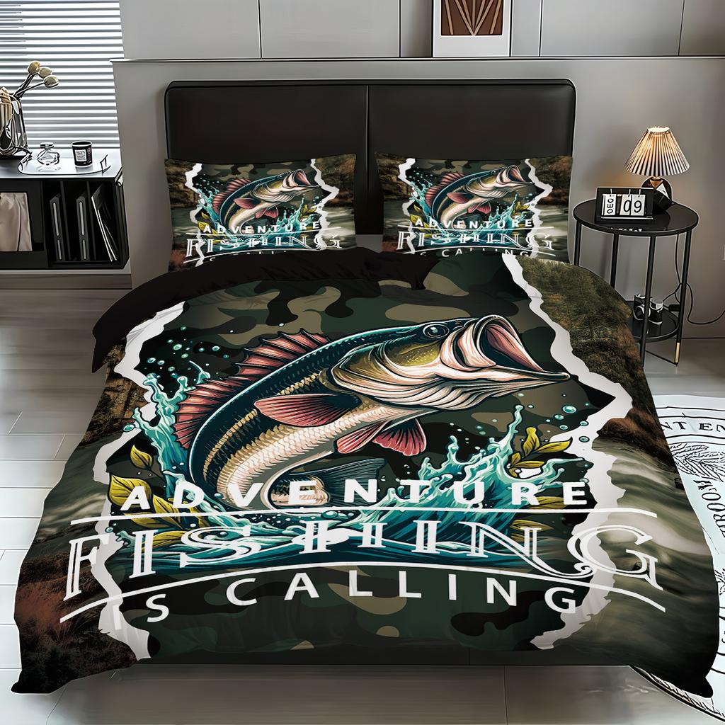 Three-Piece Quilt Cover Painted Shark Children'S Bedding Boys And Girls Quilt Cover Pillowcase Home Textile Kit