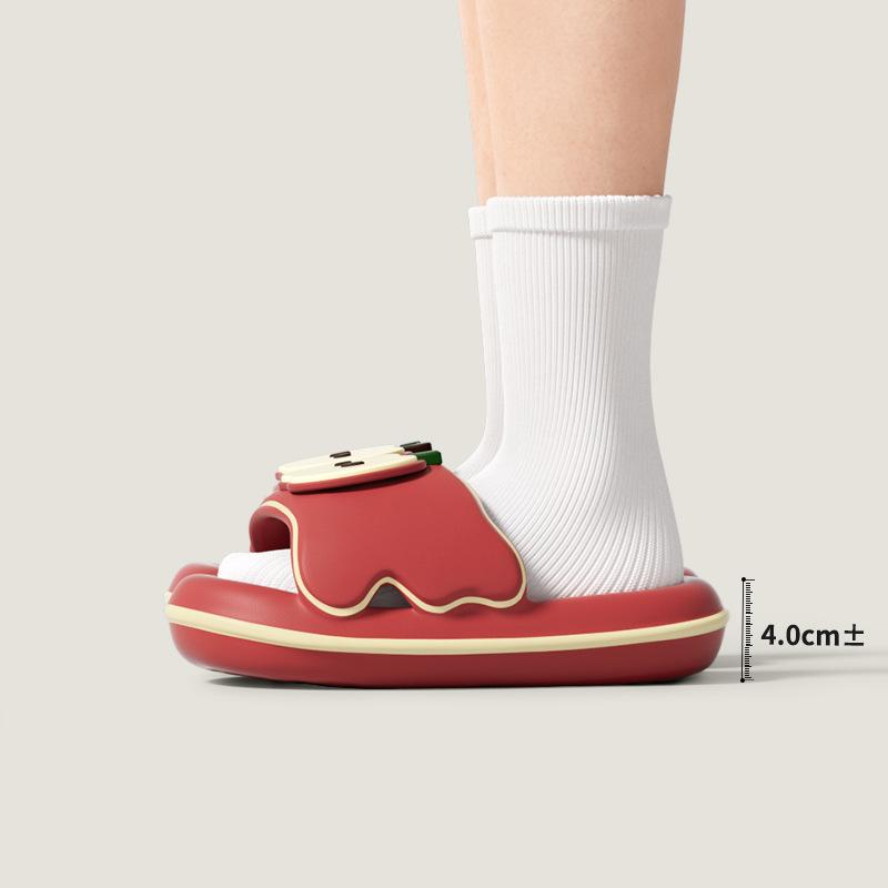 Fashion 2025 New Cute Apple Pie Platform Slippers For Women Men Indoor Shoes Thick Sole Home Bathroom Slides Couples Street Sandals