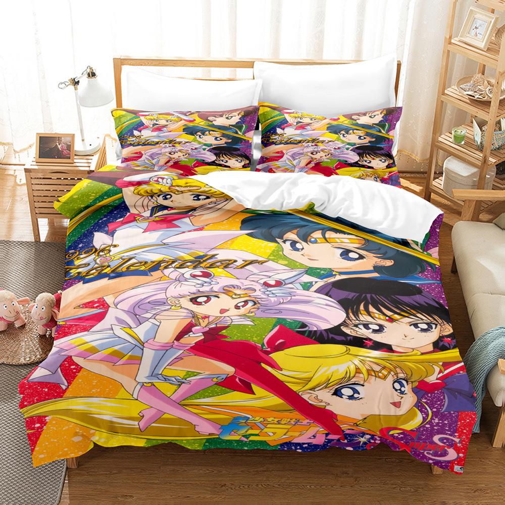 Sailor Moon Hare 3D Digital Printing Quilt Set Three-Piece Bedding