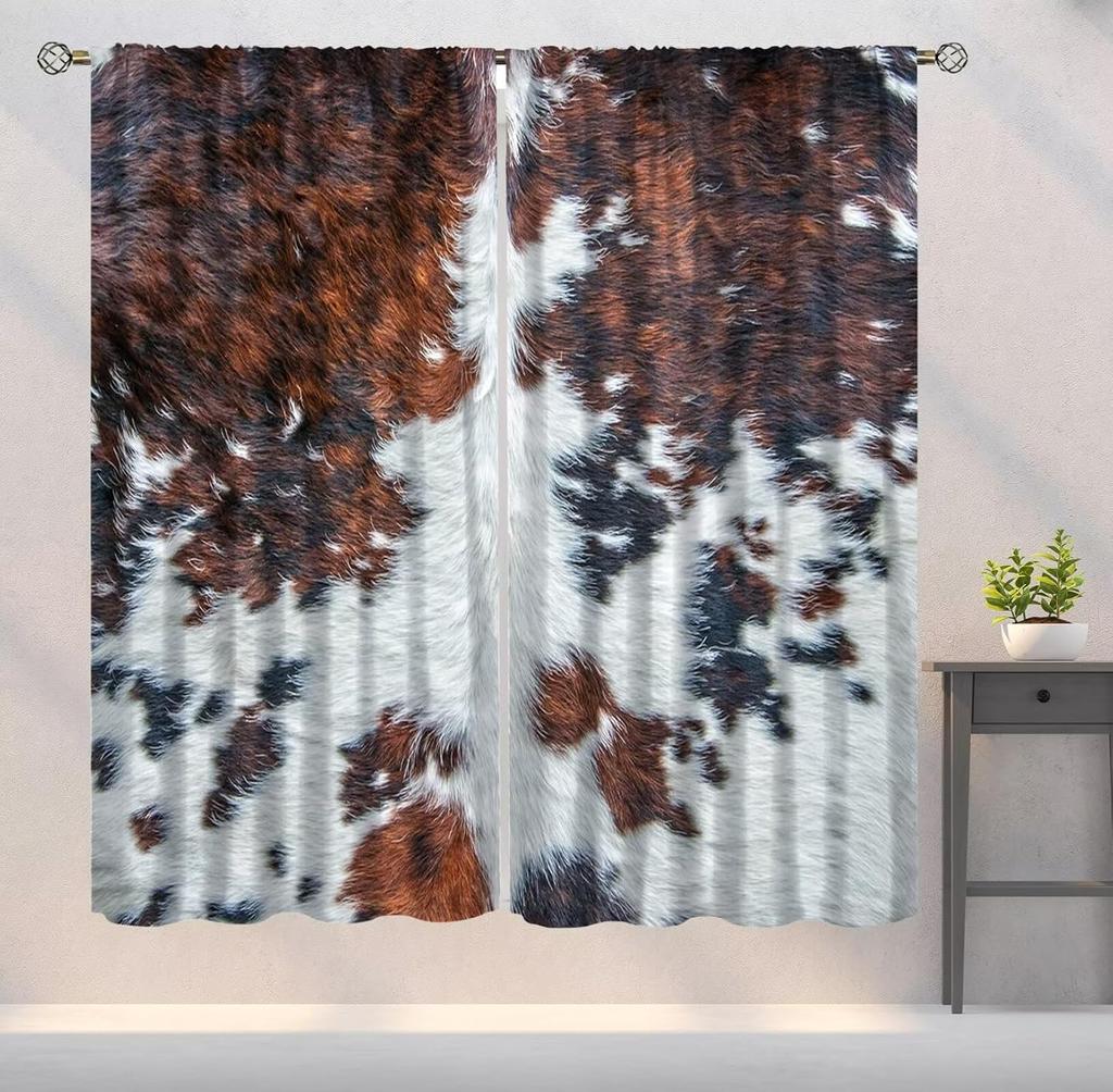 Leopard Print Curtains Brown Cheetah Wildlife Art Printed Window Drapes Bedroom Kitchen Decor Fabric Set Panel Curtain Blackout For Made Of Polyester