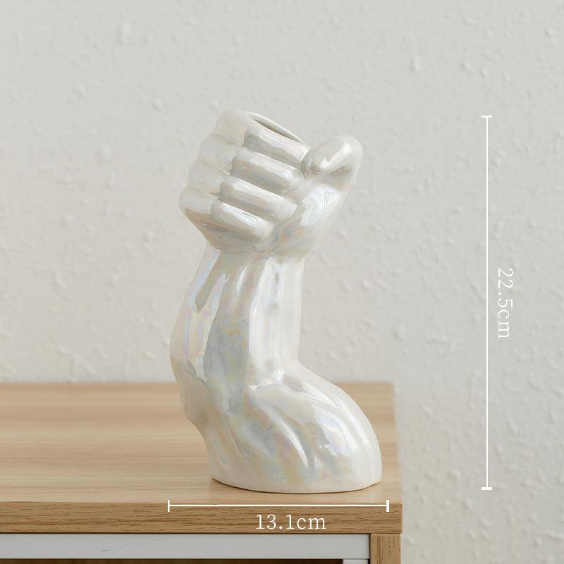 Creative Ceramic Electroplated Colorful Ceramic Arm Vase Modern Art Abstract Arm Ceramic Floral Vase Flower Arrangement Ornament