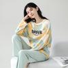Cotton Pajamas Set Women Loose Fit Sleepwear Long Sleeve Two-Piece Loungewear Home Wear Comfortable Outfit Plus Size Options Breathable Fabric