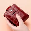 Crocodile Pattern Portable Cowhide Makeup & Coin Pouch with Mirror