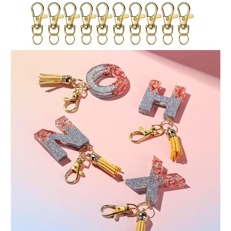 60 Pieces Metal Swivels Lobster Claw Clasp Hook With Flat Key Rings for Keychain Jewelry Making Accessories