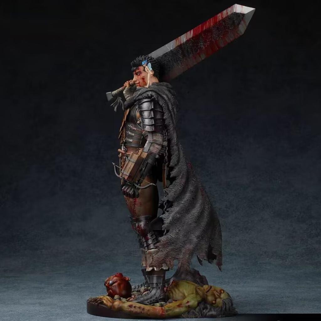 32cm Guts The Black Swordsman Statue Anime Figure Dual Head Sculpts Premium Collectible Model Display with Poseable Articulated Scale Detailed Movable