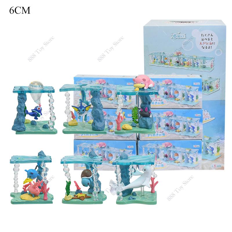 6Pcslots  Anime Figure Set Elf Ball Eevee Teacup Garden Succulent Plants Action Model Perfume Bottle Doll Toy Kids Gifts