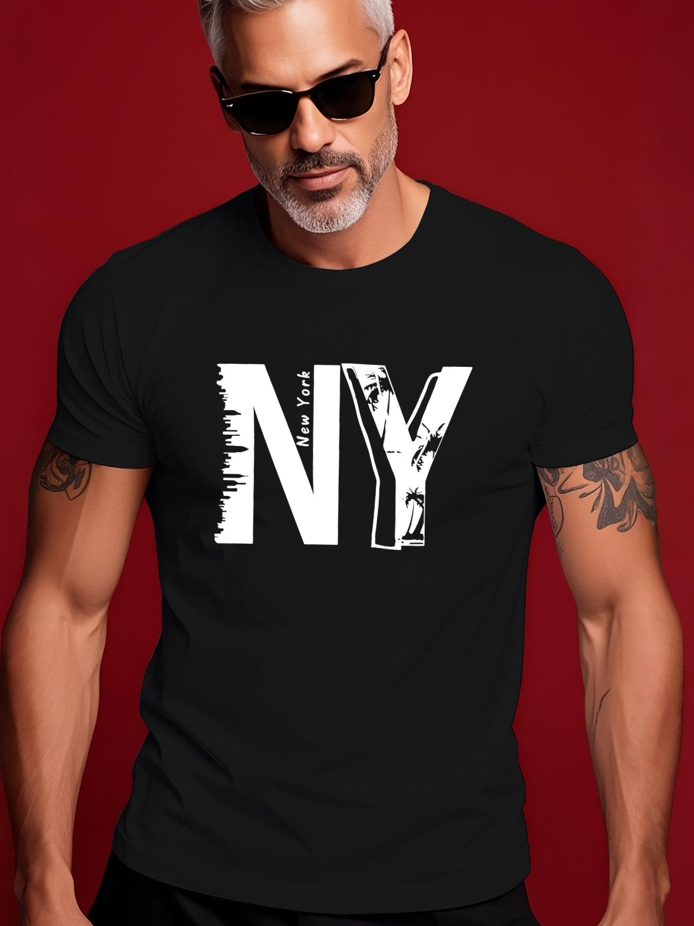 NY Graphic Tshirt - Casual Summer Crew Neck Short Sleeve Tee XXXL