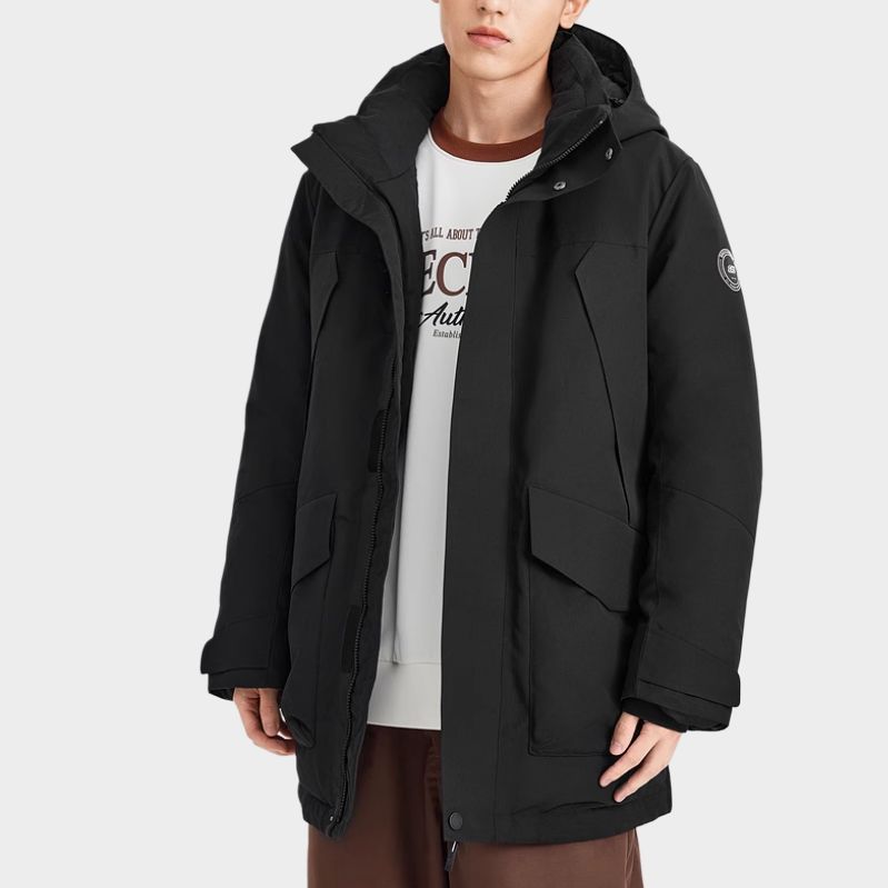 Skechers Sports Alliance Series Fashion Comfortable Hooded Warm Down Jacket Men outerwear Carbon-Black L424M060-0018