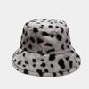 Women S Vintage Leopard Print Plush Bucket Hat Winter Warm Fashion
