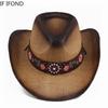 Mode Stickerei Stroh Western Cowboy Hut Für Männer Frauen Sommer Strand Jazz Sonnenhut Cowgirl Sombrero Hombre Kappe