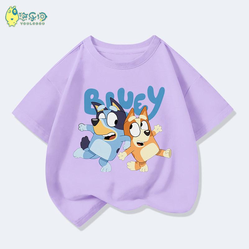 2026 Kids Bluey Cartoon T-Shirt Autumn Winter Short Sleeve Warm Anime Print Comfortable Sweatshirt for Boys and Girls Daily Use