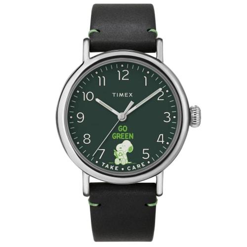 Timex Men's Analog Quartz Watch with Leather Strap, TW2V32700, Black Strap, Black/White, Classic