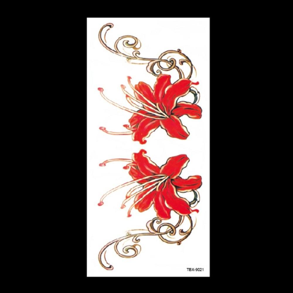 Lotus Green Leaf Flower Temporary Tattoo Stickers Floral Fake Tattoos Leg/ Arm/ Hand/Foot