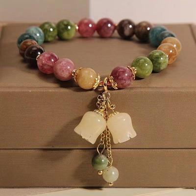 Maiglöckchen Regenbogen Turmalin Perlenarmband für Frauen - Sommer Luxus, Perfektes Geschenk für Freundin oder beste Freundin