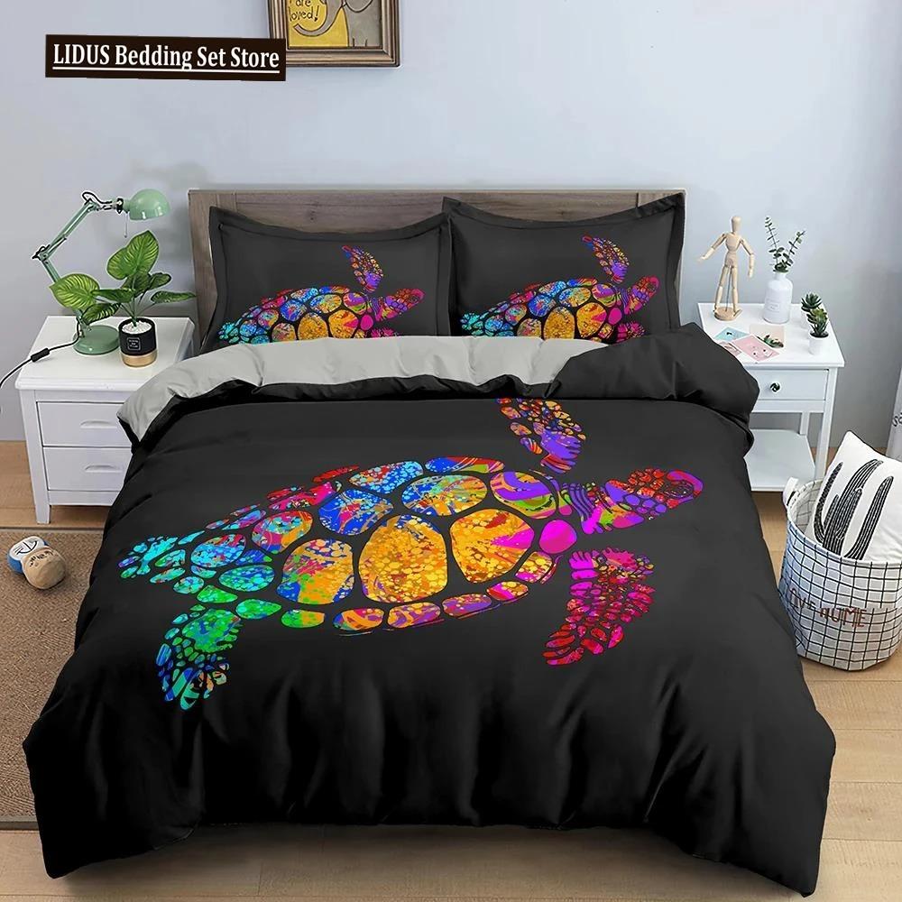 3D Sea Turtle Beddings Set Psychedelic Animal Duvet Cover Comforter Covers Single Twin Full Queen King Polyester Quilt Cover