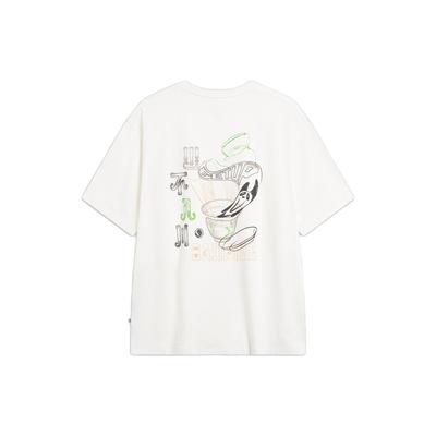 Li Ning Badfiv Series Sieben Städte Kollaboration Lockeres Kurzarm-T-Shirt Unisex Oberteile Off-White AHST879-1
