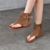 Fashion Cow Suede Flip Flops Sandals Roman Style Women's Shoes Side Zipper Summer Boots
